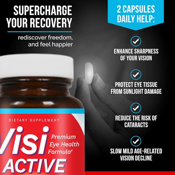 Vision Support Supplement - Eye Health Formula with L-Tartrate, Resveratrol, Blueberry Extract, Vitamins A, C, D & 11 Ingredients for Vision Support - 60 Capsules/Bottle - 1 Pack
