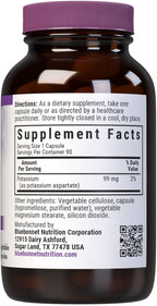 Bluebonnet Potassium Supplement Aspartate 99mg Essential Mineral Supplements for Electrolyte Balance - Non-GMO, Vegan, Kosher Certified, Gluten-Free, Soy-Free, Dairy-Free - 90 Veggie Capsules