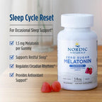 Nordic Naturals Zero Sugar Melatonin Gummies, Raspberry - 120 Gummies - 1.5 mg Melatonin - Great Taste - Restful Sleep, Antioxidant Support - Non-GMO, Vegan - 120 Servings
