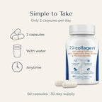 Zi-Collagen Marine Collagen Capsules for Skin, Hair & Nails – Collagen Supplement with Phytoceramides, Hyaluronic Acid, Biotin & Vitamins A C D3 E – 60 Capsules