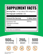 BulkSupplements.com Berberine HCl Powder - Berberine Supplement, Berberine Powder - Gluten Free, 500mg per Serving, 250g (8.8 oz) (Pack of 1)