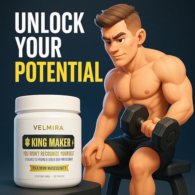 Velmira® King Maker Supplement for Men & Women 13-in-1.Sugar-Free.Energy Support.Muscle Recovery.Health Support- Zinc-Tongkat Ali-Maca-Magnesium-Vitamin D3.Supplement.120 Capsules-(1) kin.Pack of 1
