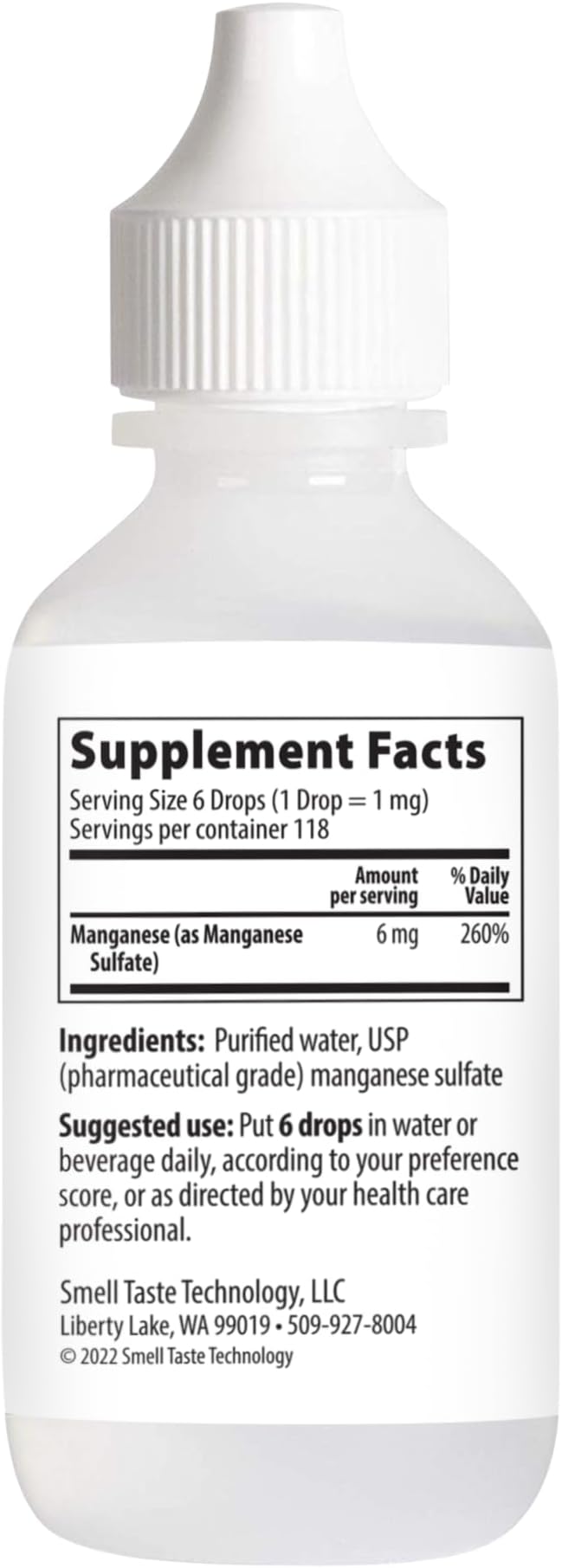 Taste N' Score Manganese Liquid Ionic Mineral Supplement; 100% Pure; 6 mg; 118 Servings