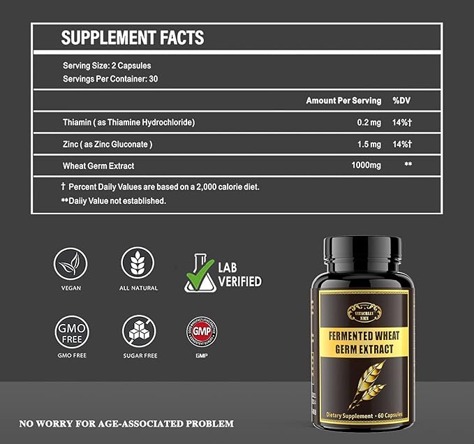 Spermidine Supplements - Wheat Germ Extract Capsules 1000mg Potent Formula with 10mg Higher Spermidine & Zinc for Antioxidant, Cell Renewal, Immune System and Increases Energy 240 Capsules (4 Bottles)