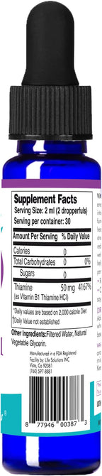 Life Solutions Vitamin B1 Dropper 2 oz - Thiamine B1 Supplement - Essential B1 Vitamins for Energy Boost and Nervous System Support - Liquid Formula for Easy Absorption