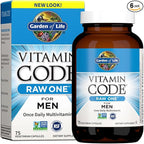Garden of Life Vitamin Code Raw One for Men, Once Daily Multivitamin, One a Day Mens Vitamins Plus Fruit, Veggies & Probiotics for Mens Health, Vegetarian Multivitamins, 75 Capsules, (Pack of 6)