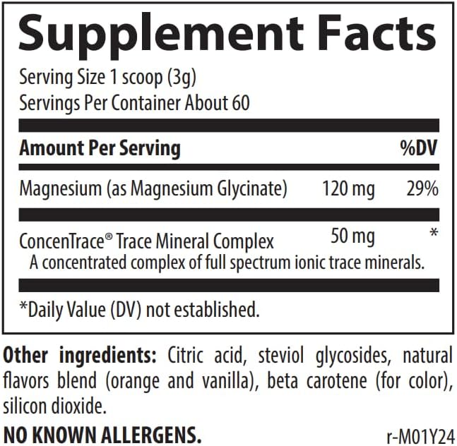 Trace Minerals Magnesium Glycinate Powder - Daily Magnesium Powder for Sleep Support - Calming Bedtime Drink - Natural & Gentle - Grape - 180g (60 Servings)