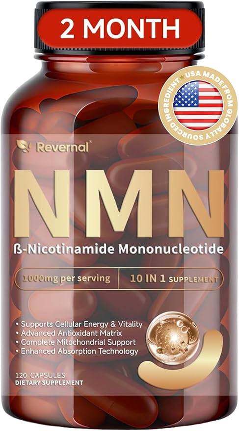 NMN Supplement 1000mg | 10-in-1 with Resveratrol, Quercetin, CoQ10 & Glutathione | Cellular Energy & Antioxidant Complex | Enhanced Bioavailability Formula with TMG & Black Pepper | 120 Capsules