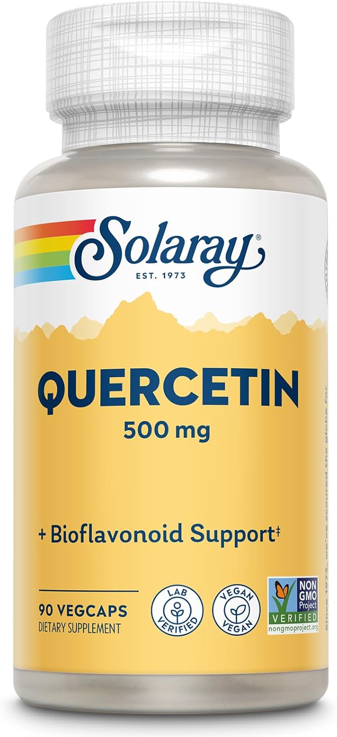 SOLARAY Quercetin 500mg Capsules - Antioxidants Supplement - Bioflavonoid and Antioxidant Support for Overall Health and Wellness - Non-GMO, Vegan, Lab Verified, 60-Day Guarantee, 90 Servings