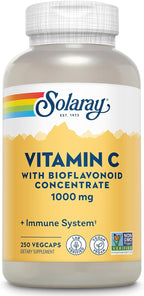 SOLARAY Vitamin C 1000mg with Bioflavonoids Concentrate - Vitamin C Capsules with Rose HIPS and Acerola Cherry - Antioxidant, Heart Health and Immune Support Supplement, Vegan, Non-GMO, 250 Servings
