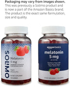 Amazon Basics Melatonin, Sleep Support Gummies, Strawberry Flavor, 5mg (Previously Solimo), 120 Count (Pack of 2)