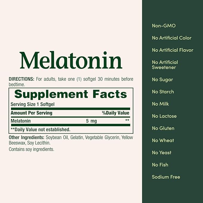 Nature's Bounty Super Strength Melatonin 5 mg Softgels 90 ea (Pack of 4)