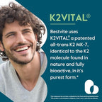 BESTVITE Vitamin K2 100 mcg as MK-7 w/Patented K2VITAL (120 Vegetarian Capsules) - No Stearates - Vegan - Non GMO - Gluten Free