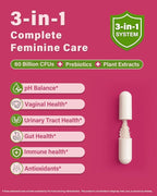 Probiotics and Organic Prebiotics for Women pH Balance & Digestion- 60 Billion CFU Vaginal Probiotics with Cranberry D-Mannose, Vegan & Non-GMO for Urinary Tract & Immune | 90 Caps