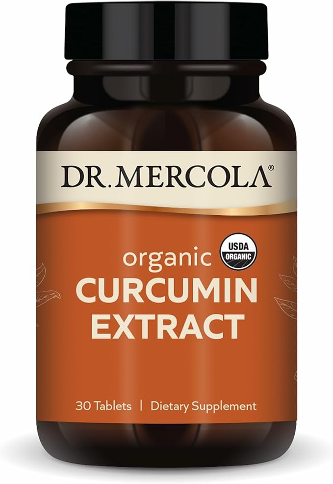 Dr. Mercola Organic Curcumin Extract - Supports Cellular Health & Antioxidant Activity - Micronized Curcuminoids - No Black Pepper - USDA Organic - 30 Tablets