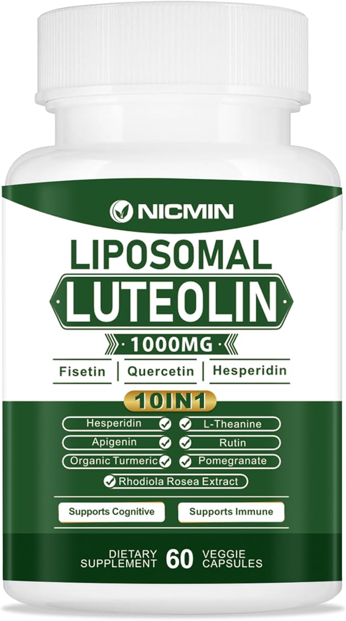 1000MG Liposomal Luteolin, Maximum Absorption, Potent Luteolin Supplement 60 Capsules