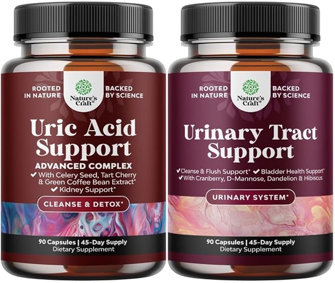 Bundle of Green Coffee Bean Extract for Uric Acid Cleanse & Detox with Turmeric, Tart Cherry & Celery Seed and D Mannose for Urinary Tract Health - High Potency D-Mannose with Cranberry Juice Powder