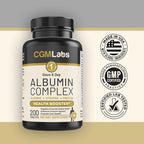 Premium Albumin Complex - Egg White & Whey Protein Blend with Royal Jelly & Essential Amino Acids - Daily Muscle Recovery & Nutrition Supplement - 200 Tablets