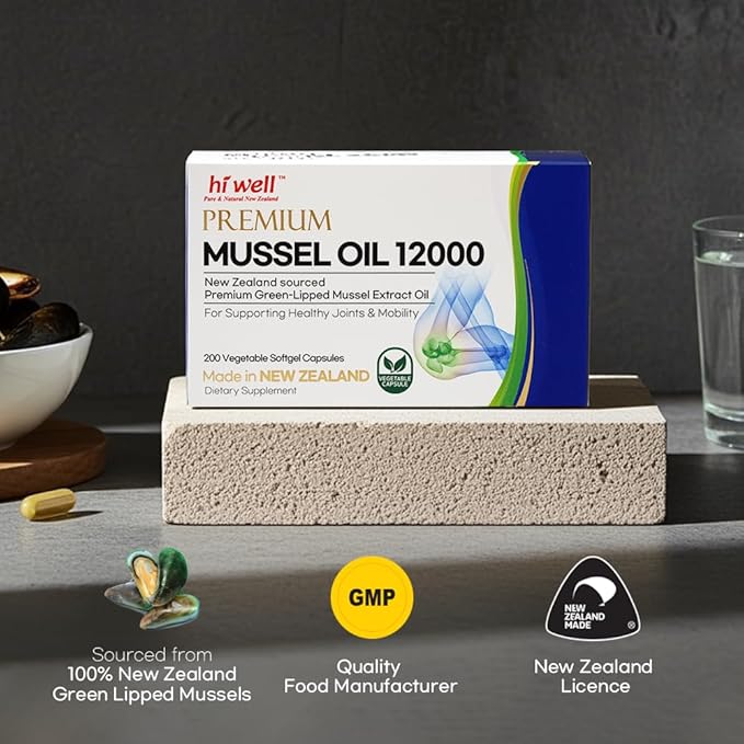Hi Well Premium New Zealand Green-Lipped Mussel Oil //200 Softgel Capsules//Sourced from Pristine New Zealand Waters(1)