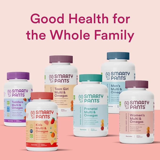SmartyPants Women's Multivitamin Gummies: Omega 3 Fish Oil (EPA/DHA), Methylfolate, CoQ10, Vitamin D3, C, Vitamin B12, B6, A, K & Zinc, Inositol, Gluten Free, 120 Count (20 Day Supply)
