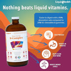 LIQUIDHEALTH 32 Oz Vitamin B Complex Liquid Multivitamin for Women & Men, Super B Complex, Mega B Vitamins Energy Supplement with B1, B2, B3, B5, B6, Methyl B12 Liquid, Folate & Biotin - Made in USA