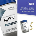 4Life - Transfer Factor - AgePro - Healthy Aging & Immune Support - NMN, Quercetin, AKG, Apigenin & Mushroom Extract - 60 Veggie Capsules