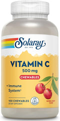 SOLARAY Chewable Vitamin C 500 mg, Natural Cherry Flavor with Natural Sweeteners, Antioxidant and Immune Support Supplement with Whole Food Base, 60-Day Guarantee, 100 Servings, 100 Chewables