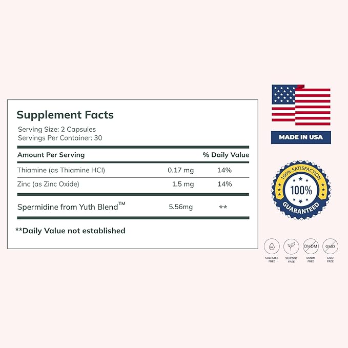 Nova Ultimate Cell Renewal/Spermidine Supplements, Organic Wheat Germ Anti Aging Supplement with High Spermidine, Zinc, and Thiamine for Optimal Autophagy, 60 Capsules (Pack of 1)