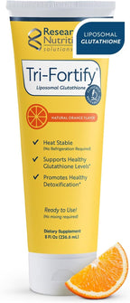 Researched Nutritonals Tri-Fortify Liposomal Glutathione Supplement Liquid Gel - Clinically Researched Detox & Immune System Support, Antioxidant - Superior Absorption - Natural Orange, 8 Fl Oz