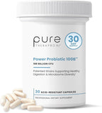 Pure Therapro Rx Power Probiotic 100B | 30 Acid Resistant Capsules - 1 Month Supply | 4 Proven Strains 100 Billion CFU | Flora Balance & Digestion | NO Refrigeration Required | Non-GMO | Zero Fillers