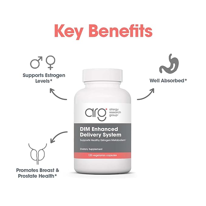 ARG DIM Enhanced Delivery System - Supports Estrogen Metabolism - Delivers 300 mg Bioavailable Diindolylmethane Complex - Vegetarian & Soy-Free - 30 Servings - 120 Capsules