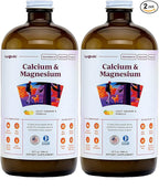 LIQUIDHEALTH Calcium & Magnesium Adult Liquid Vitamin Supplement - Bone, Joint, Muscle, Connective Tissue Support, Heart Health, Essential Nutrients - Made in USA, Vegan, Non GMO, No Sugar (2 Pack)