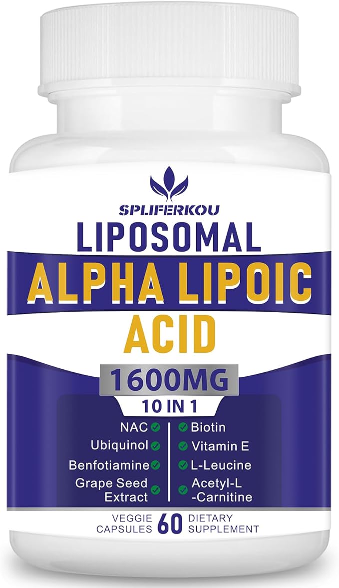 Liposomal Alpha Lipoic Acid 1600mg per Serving, ALA Supplement for Antioxidant Health,Energy and Metabolism, 60 Capsules