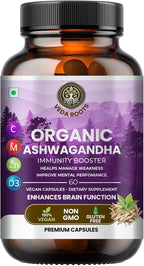 Ashwagandha KSM 66 Pure Organic Root Powder Extract Ayurvedic Supplement - Focus, Mood Support, Increase Energy, Strength, 600mg of Natural KSM66 for Superior Absorption - 60 Capsules