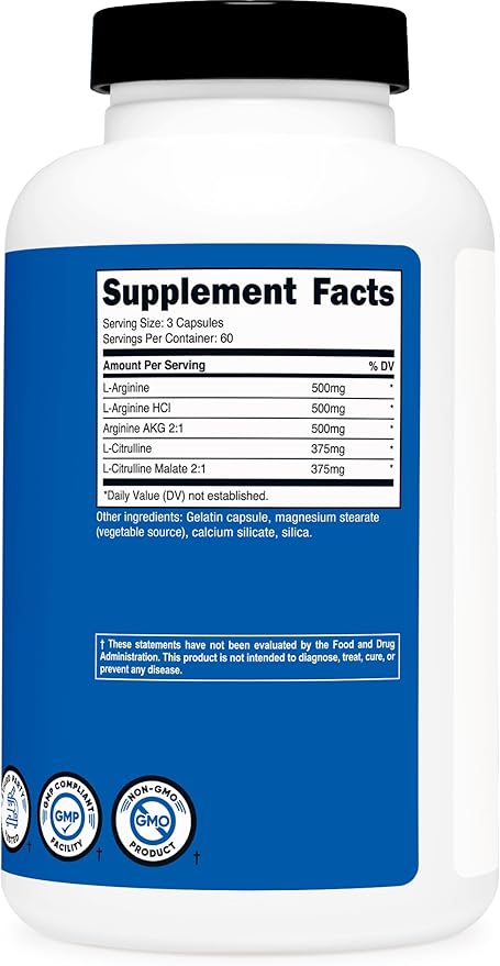 Nutricost Nitric Oxide Booster 2250mg, 180 Capsules - 750mg Per Casule, 60 Servings - Gluten Free and Non-GMO (Pack of 2)