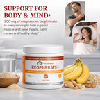 Regenerate+ Magnesium Bisglycinate Powder - 300mg Powdered Chelated Magnesium Bisglycinate Supplement for Women and Men - Support Sleep and Relaxation, Natural Energy – 6.7oz (30 Servings)