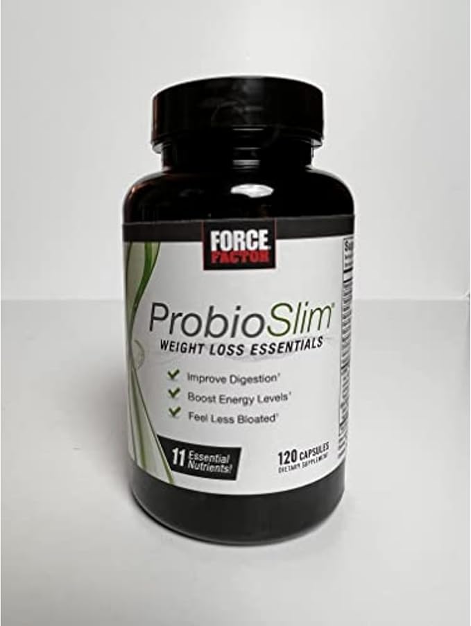 ProbioSlim Weight Loss Essentials Complete Daily Digestive Health and Weight Loss Probiotic Supplement for Women and Men with Electrolytes and Green Tea Extract, Force Factor, 120 Capsules
