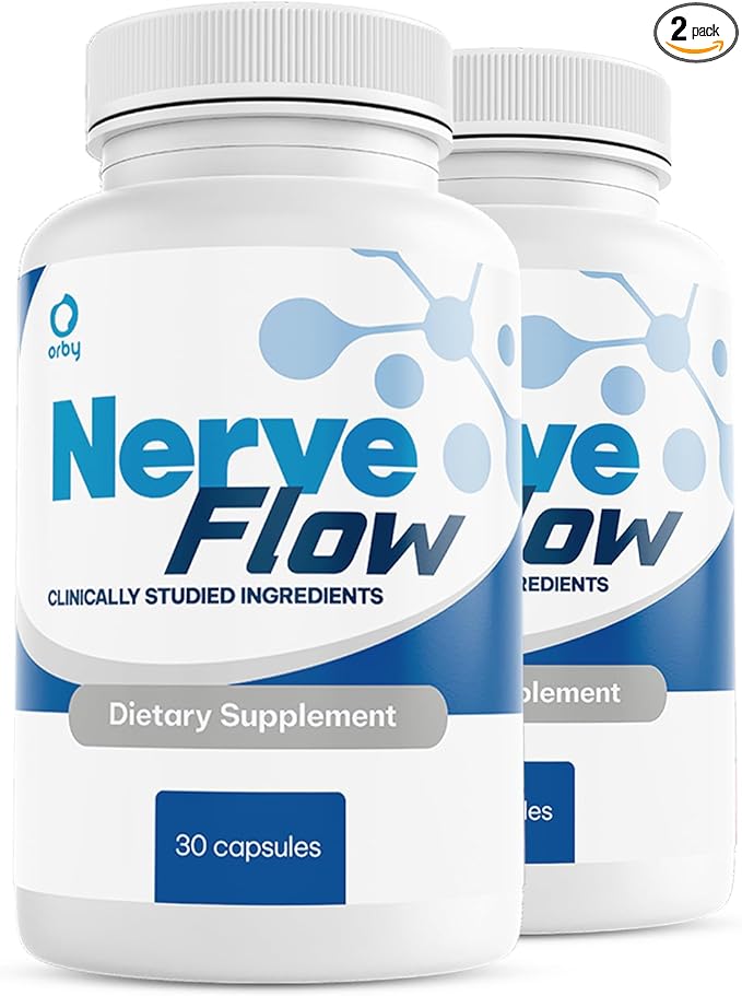 Orby NerveFlow – Natural Daily Wellness Supplement with Magnesium, Turmeric & CoQ10 – Non-GMO, GMP Certified, Made in USA – 30 Capsules, 2 Month Supply