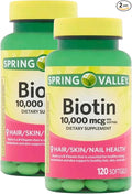 Biotin 10,000 mcg – 120 Tablets, High Potency Biotin Supplement, Vitamin B7 for Hair Skin and Nails for Women and Men, Biotin 10000 mcg Daily Support (Pack of 2)