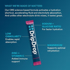 DripDrop Hydration Packets - Sunburst Variety Pack - Single Serve Electrolytes Powder Drink Mix - Lemon Lime, Strawberry, Peach, Black Cherry - Non-GMO, Gluten Free, Vegan - 16 Sticks