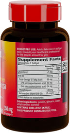 MegaRed 350mg Omega 3 Supplement with EPA/DHA, Astaxanthin & Phospholipids, No Fish Oil Aftertaste Supports Heart, Brain, Joint and Eye Health, 120 Count Softgels (2 Pack)
