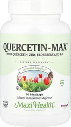 Maxi Health Quercetin 500mg Capsules – Zinc Supplements for Women and Men – Non-GMO, Kosher, and Gluten-Free Quercetin Supplements with Elderberry Vitamin C and Zinc (90 Veg Capsules)