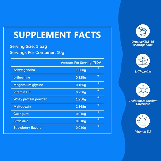 ESUNM Calm Magnesium Drink Mix Packets, Magnesium Glycinate with KSM-66 Ashwagandha, L-Theanine, GABA, Saffron & Vitamin D3, Relaxation, Mood & Sleep Support, Raspberry Lemonade, 20 Stick Packs