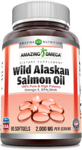 Amazing Omega Wild Alaskan Salmon Oil 2000mg Per Serving Softgels Supplement (90)