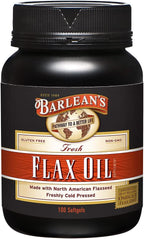 Barlean's Omega 3 6 9 Flaxseed Oil Supplements, Cold-Pressed Flax Seed Supplement Softgels with 1650 mg ALA Fatty Acids, 100 Count