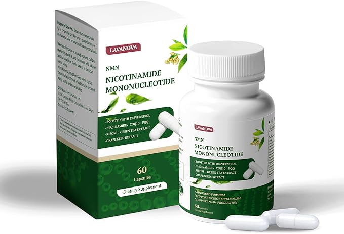 NMN Supplement 500mg, Supports NAD+ Levels & Cellular Energy, Anti-Aging & Longevity, with NMN (Nicotinamide Mononucleotide), Resveratrol and Niacinamide, 60 Veggie Capsules for Women & Men, Daily Use