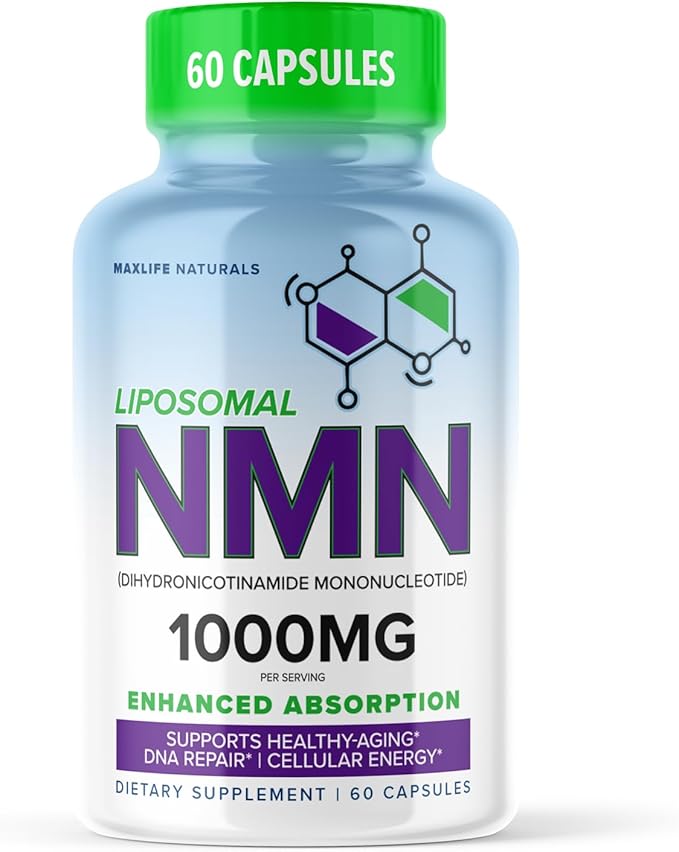 Liposomal NMN 1000mg – Nicotinamide Mononucleotide Supplement – NAD+ Precursor for Cellular Energy, DNA Repair, & Healthy Aging Support – 99% High Purity Shelf Stablized, Made in USA, 60 Capsules
