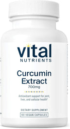 Vital Nutrients Curcumin Extract 700mg - Vegan Curcumin Supplements with Black Pepper Extract - Antioxidant Support for Joint, Liver, and Cellular Health* - Gluten, Dairy, Soy Free - 60 Capsules