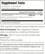 Tart Cherry Extract Supplement, 8000 mg, 120 Capsules, 60 Servings 100% Vegetarian, Non-GMO & Gluten Free
