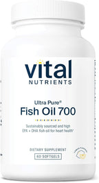 Vital Nutrients Ultra Pure Fish Oil 700 - Supports Heart, Brain, and Joint Health* - Sustainably Sourced High EPA & DHA Omega-3 Fatty Acid - Lemon Flavor - Gluten, Dairy & Soy Free - 60 Softgels